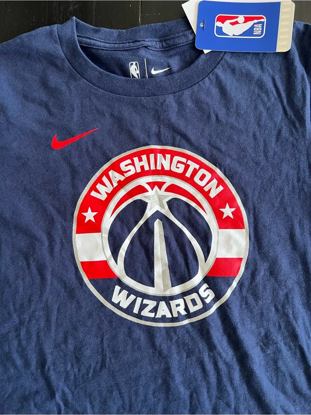 Nike Kids Navy Washington Wizards Short Sleeve Tee with Red & White Logo